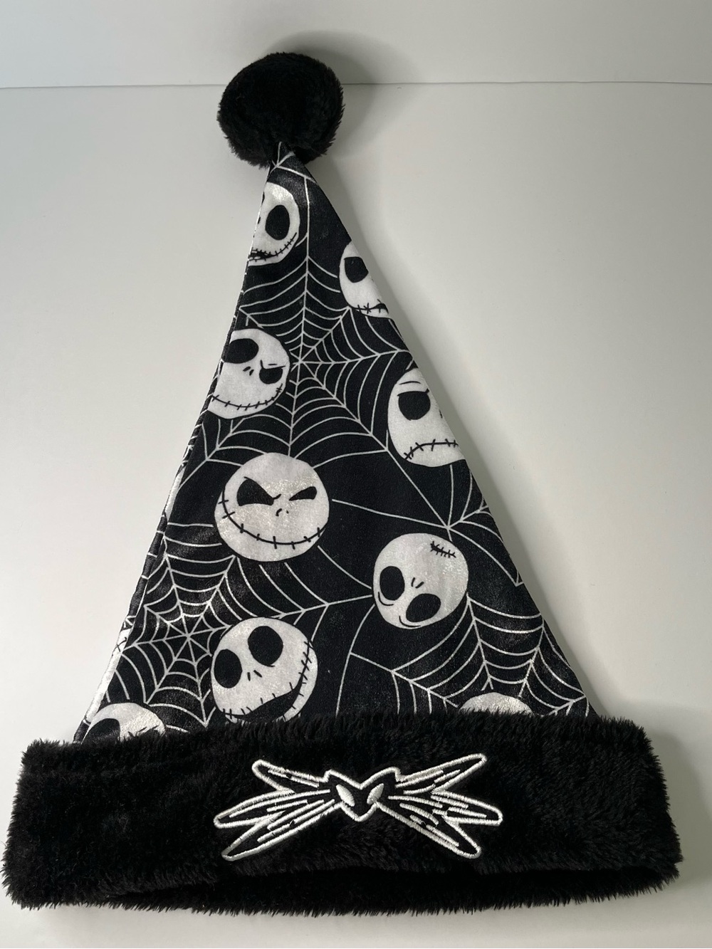Black & White Jack Skellington Spiderweb Holiday Hat